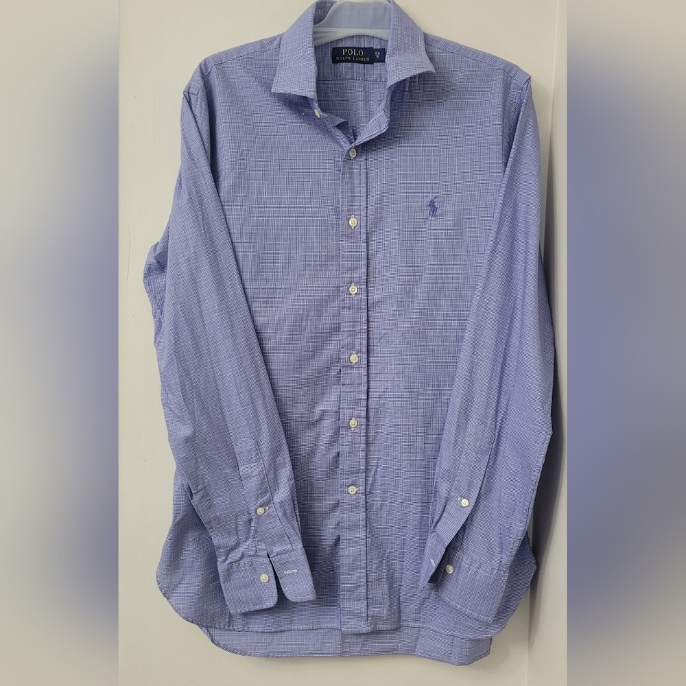 Ralph Lauren- Checkered Long Sleeve Button-down Blue Shirt